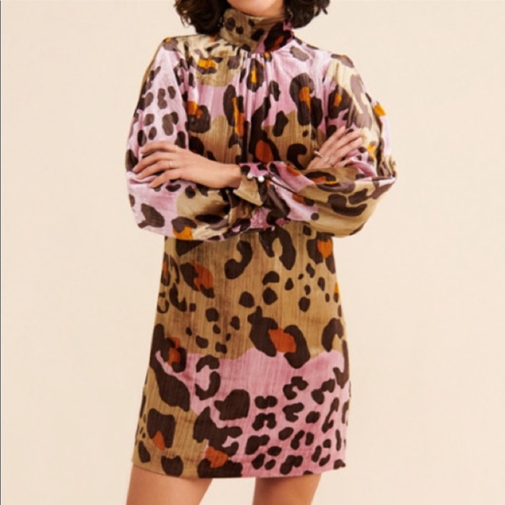 Anthropologie velvet printed dress